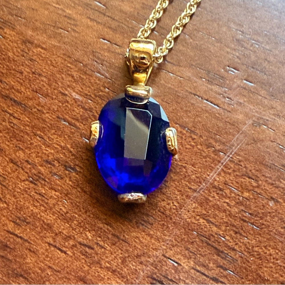 Gold Plated and Blue Sapphire CZ Necklace